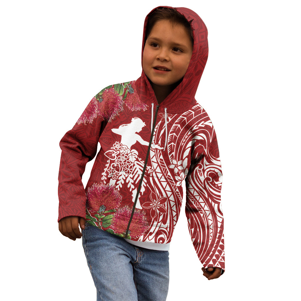 Personalised Hawaii Wahine Kid Hoodie Women's Day Ohia Lehua LT7 - Polynesian Pride