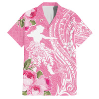 Personalised Hawaii Wahine Family Matching Summer Maxi Dress and Hawaiian Shirt Women's Day Maui Lokelani Roses LT7 Dad's Shirt - Short Sleeve Pink - Polynesian Pride