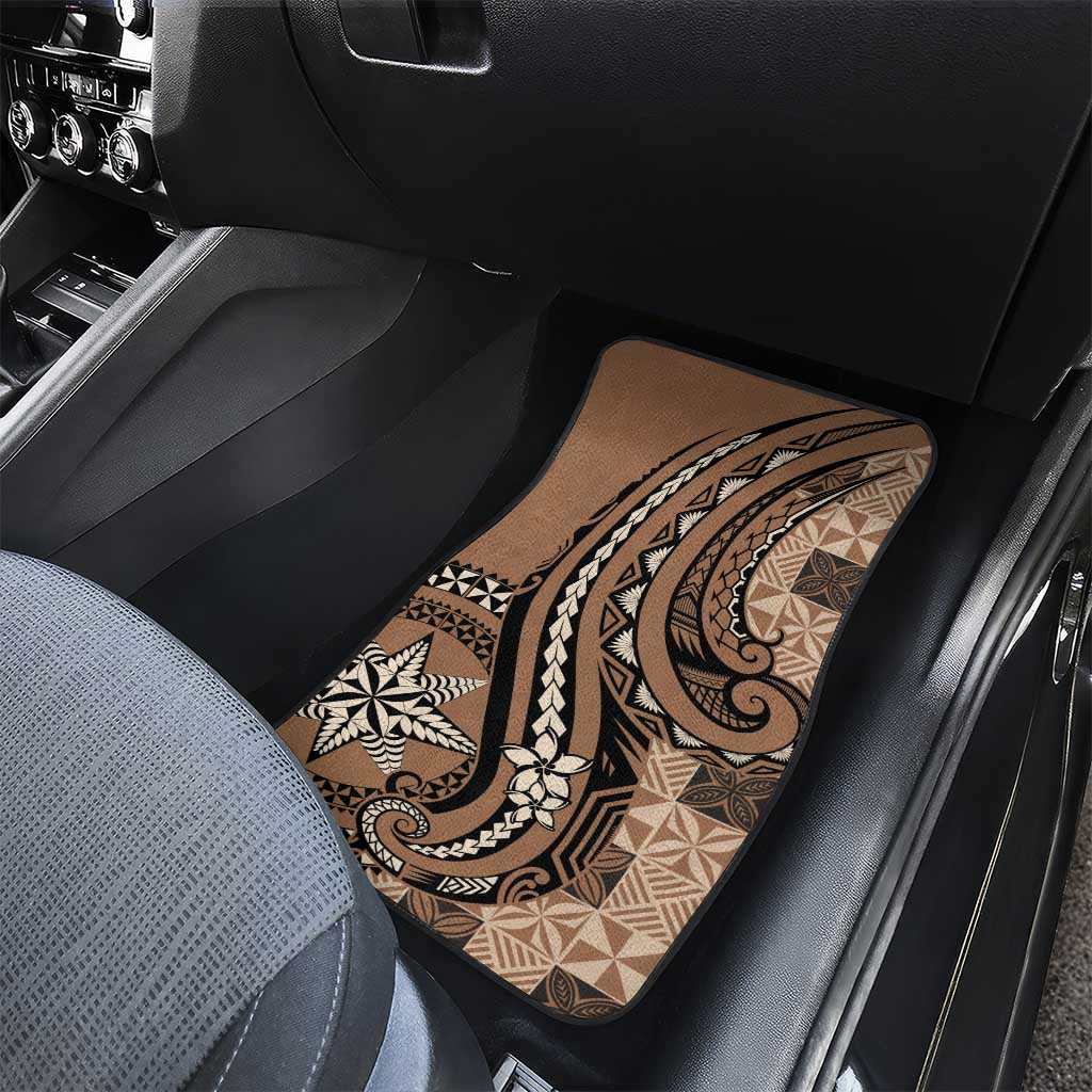 Tonga Ngatu Car Mats Vintage Brown Manulua Motifs
