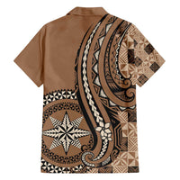 Personalized Tonga Ngatu Family Matching Off The Shoulder Long Sleeve Dress and Hawaiian Shirt Vintage Brown Manulua Motifs LT7 - Polynesian Pride