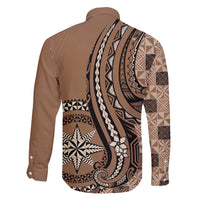 Personalized Tonga Ngatu Family Matching Off Shoulder Maxi Dress and Hawaiian Shirt Vintage Brown Manulua Motifs LT7 - Polynesian Pride