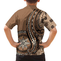 Personalized Tonga Ngatu Family Matching Short Sleeve Bodycon Dress and Hawaiian Shirt Vintage Brown Manulua Motifs LT7 - Polynesian Pride