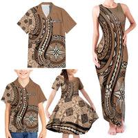 Personalized Tonga Ngatu Family Matching Tank Maxi Dress and Hawaiian Shirt Vintage Brown Manulua Motifs LT7 - Polynesian Pride