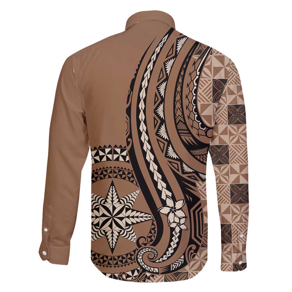 Personalized Tonga Ngatu Family Matching Tank Maxi Dress and Hawaiian Shirt Vintage Brown Manulua Motifs LT7 - Polynesian Pride