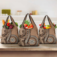 Tonga Ngatu Grocery Bag Vintage Brown Manulua Motifs