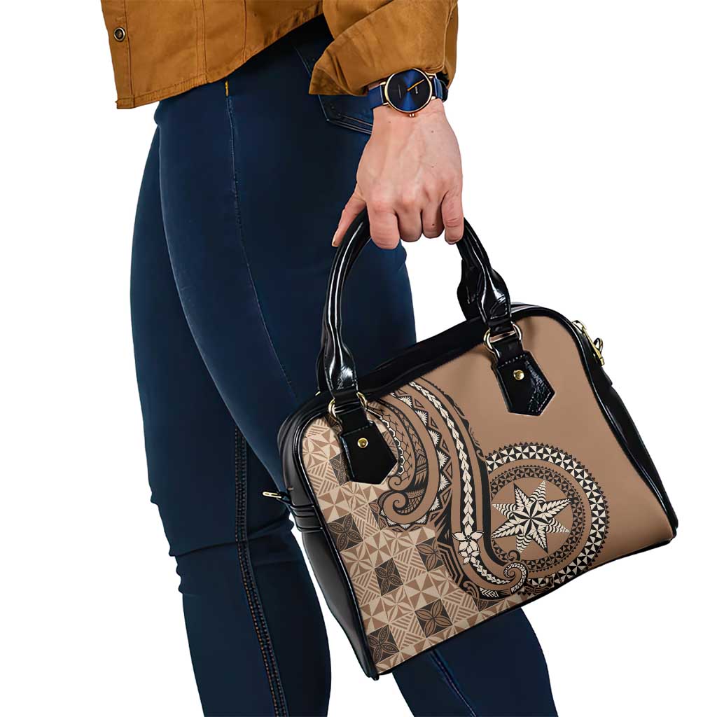 Tonga Ngatu Shoulder Handbag Vintage Brown Manulua Motifs