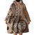 Personalized Tonga Ngatu Wearable Blanket Hoodie Vintage Brown Manulua Motifs