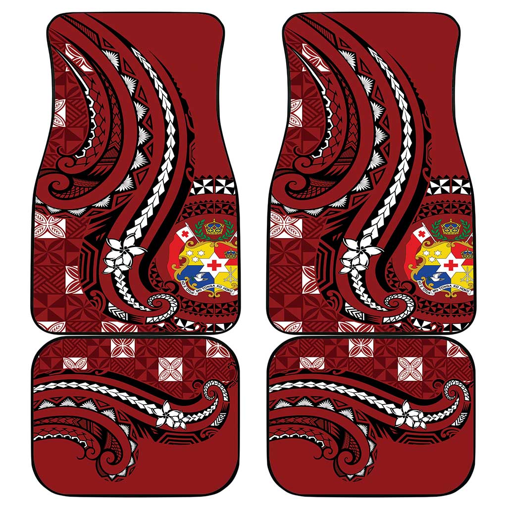 Tonga Ngatu Car Mats Iconic Red Manulua Motifs