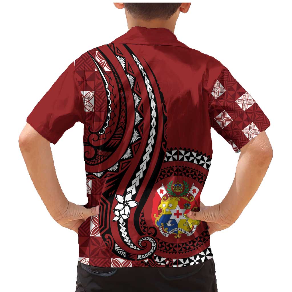 Personalized Tonga Ngatu Family Matching Mermaid Dress and Hawaiian Shirt Iconic Red Manulua Motifs LT7 - Polynesian Pride