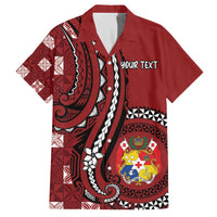 Personalized Tonga Ngatu Family Matching Off The Shoulder Long Sleeve Dress and Hawaiian Shirt Iconic Red Manulua Motifs LT7 Dad's Shirt - Short Sleeve Red - Polynesian Pride