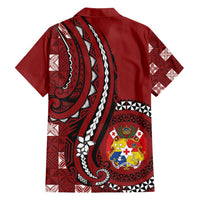 Personalized Tonga Ngatu Family Matching Puletasi and Hawaiian Shirt Iconic Red Manulua Motifs LT7 - Polynesian Pride