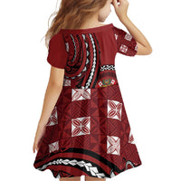 Personalized Tonga Ngatu Family Matching Tank Maxi Dress and Hawaiian Shirt Iconic Red Manulua Motifs LT7 - Polynesian Pride
