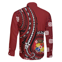 Personalized Tonga Ngatu Family Matching Tank Maxi Dress and Hawaiian Shirt Iconic Red Manulua Motifs LT7 - Polynesian Pride