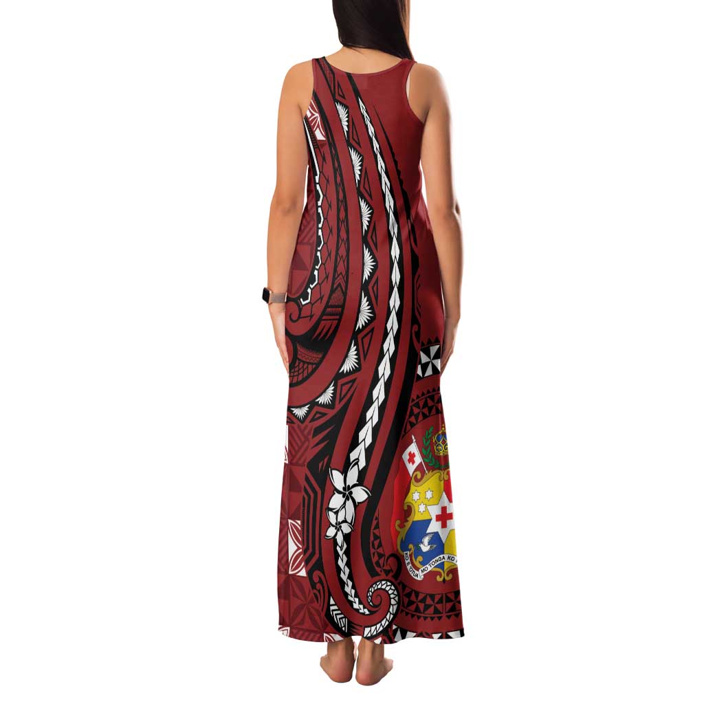 Personalized Tonga Ngatu Family Matching Tank Maxi Dress and Hawaiian Shirt Iconic Red Manulua Motifs LT7 - Polynesian Pride