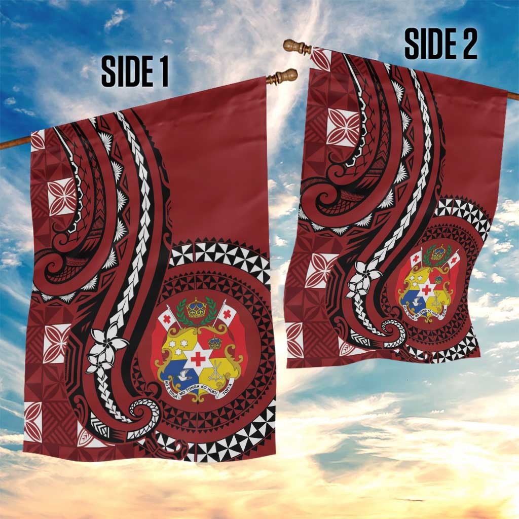 Tonga Ngatu Garden Flag Iconic Red Manulua Motifs