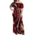 Personalized Tonga Ngatu Off Shoulder Maxi Dress Iconic Red Manulua Motifs
