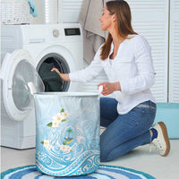 Guam Fishhook Mix Guasali Flowers Laundry Basket Dreaming Turquoise