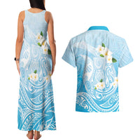 Guam Fishhook Mix Guasali Flowers Couples Matching Tank Maxi Dress and Hawaiian Shirt Dreaming Turquoise LT7 - Polynesian Pride