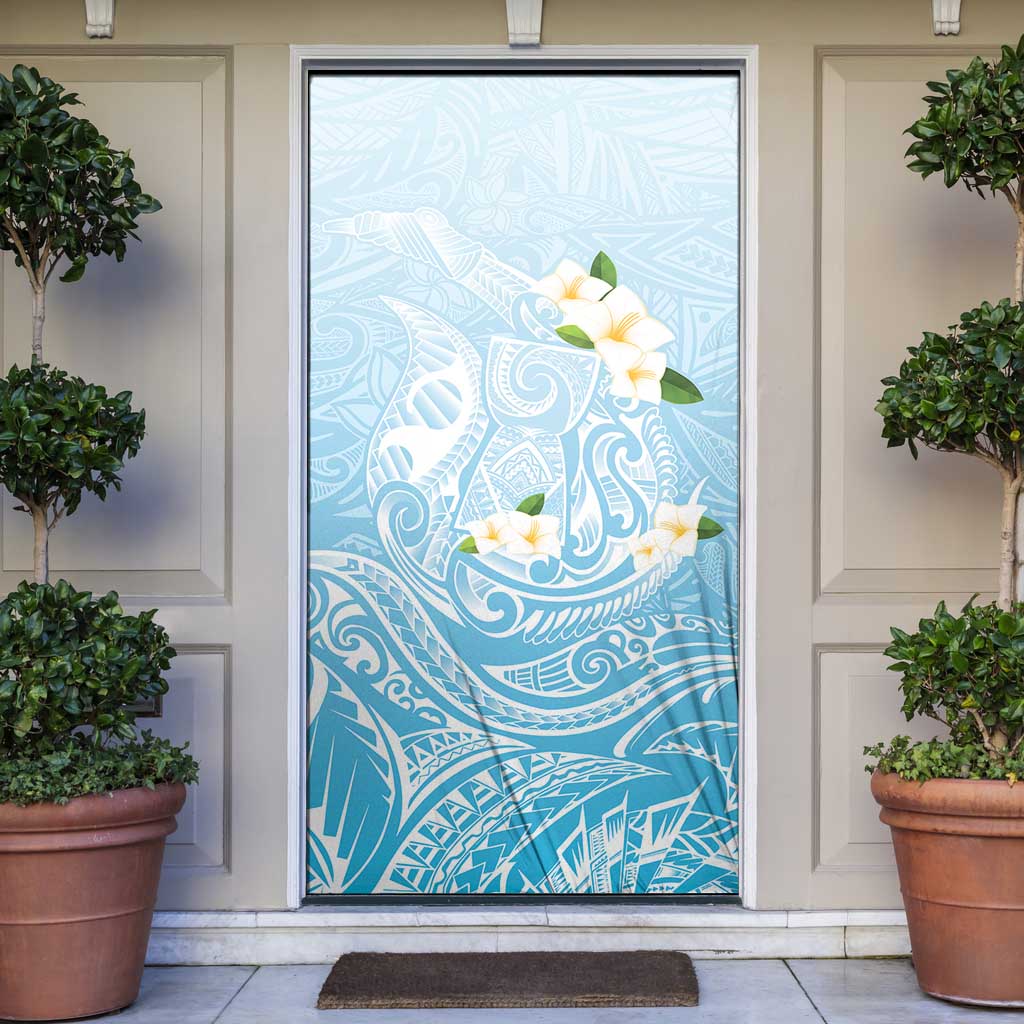 Guam Fishhook Mix Guasali Flowers Door Cover Dreaming Turquoise LT7 Turquoise - Polynesian Pride
