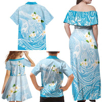 Guam Fishhook Mix Guasali Flowers Family Matching Off Shoulder Maxi Dress and Hawaiian Shirt Dreaming Turquoise LT7 - Polynesian Pride