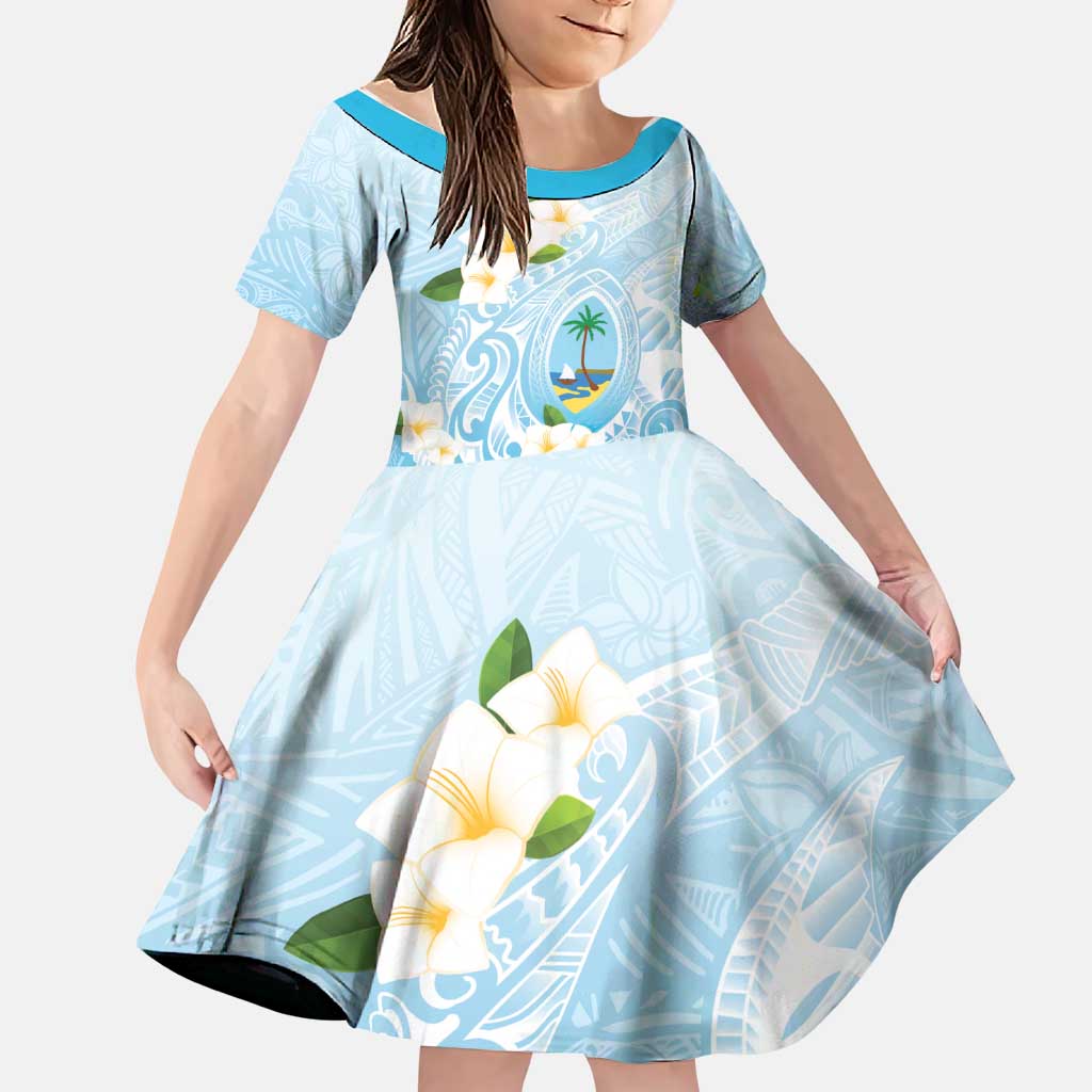 Guam Fishhook Mix Guasali Flowers Family Matching Off Shoulder Short Dress and Hawaiian Shirt Dreaming Turquoise LT7 Daughter's Dress Turquoise - Polynesian Pride