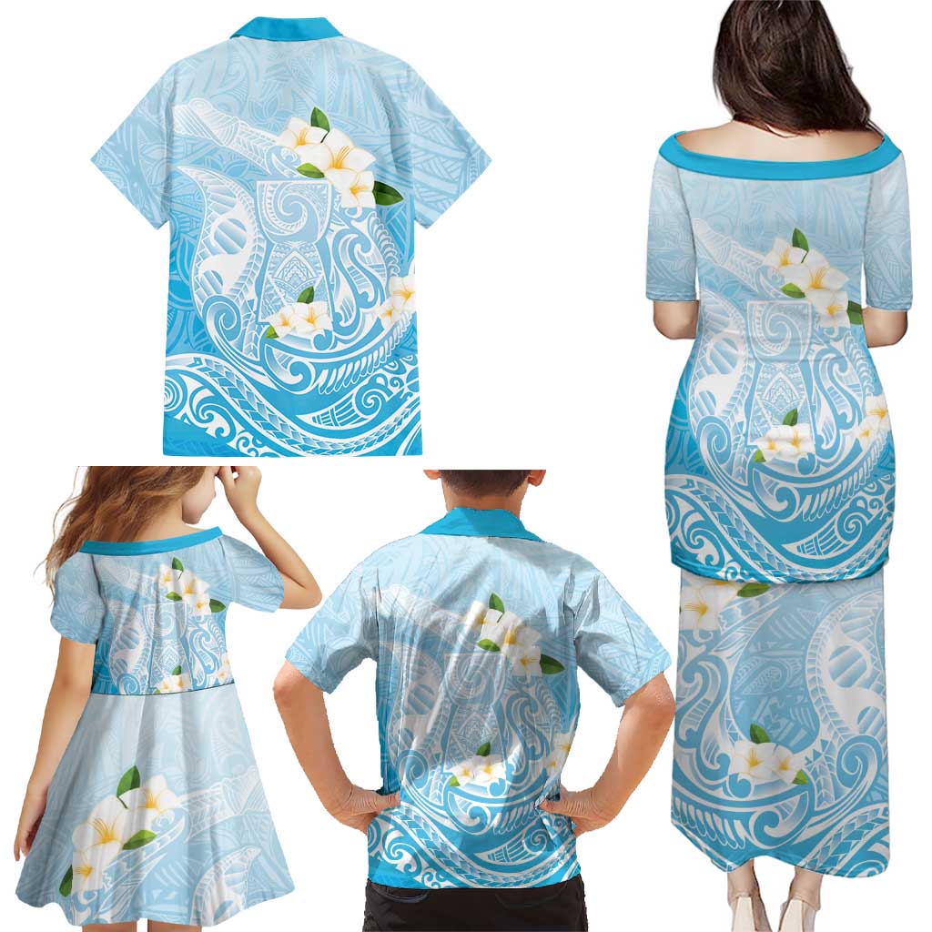 Guam Fishhook Mix Guasali Flowers Family Matching Puletasi and Hawaiian Shirt Dreaming Turquoise LT7 - Polynesian Pride