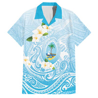 Guam Fishhook Mix Guasali Flowers Family Matching Puletasi and Hawaiian Shirt Dreaming Turquoise LT7 Dad's Shirt - Short Sleeve Turquoise - Polynesian Pride