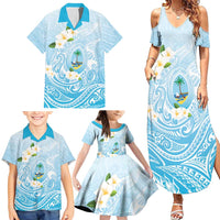 Guam Fishhook Mix Guasali Flowers Family Matching Summer Maxi Dress and Hawaiian Shirt Dreaming Turquoise LT7 - Polynesian Pride