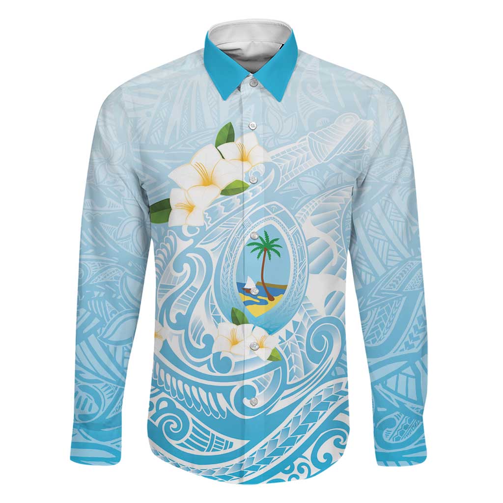 Guam Fishhook Mix Guasali Flowers Family Matching Summer Maxi Dress and Hawaiian Shirt Dreaming Turquoise LT7 Dad's Shirt - Long Sleeve Turquoise - Polynesian Pride