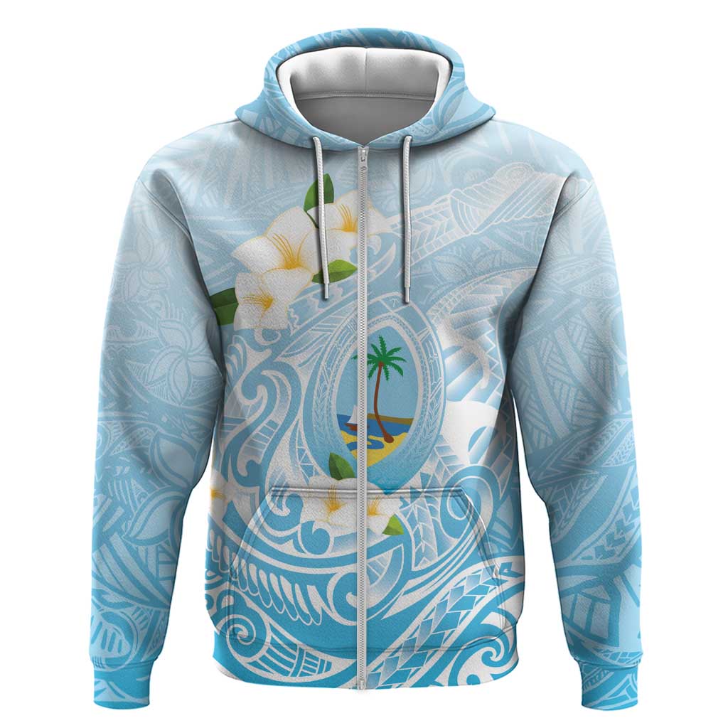 Guam Fishhook Mix Guasali Flowers Hoodie Dreaming Turquoise LT7 Zip Hoodie Turquoise - Polynesian Pride