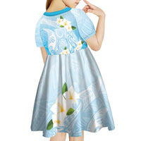 Guam Fishhook Mix Guasali Flowers Kid Short Sleeve Dress Dreaming Turquoise