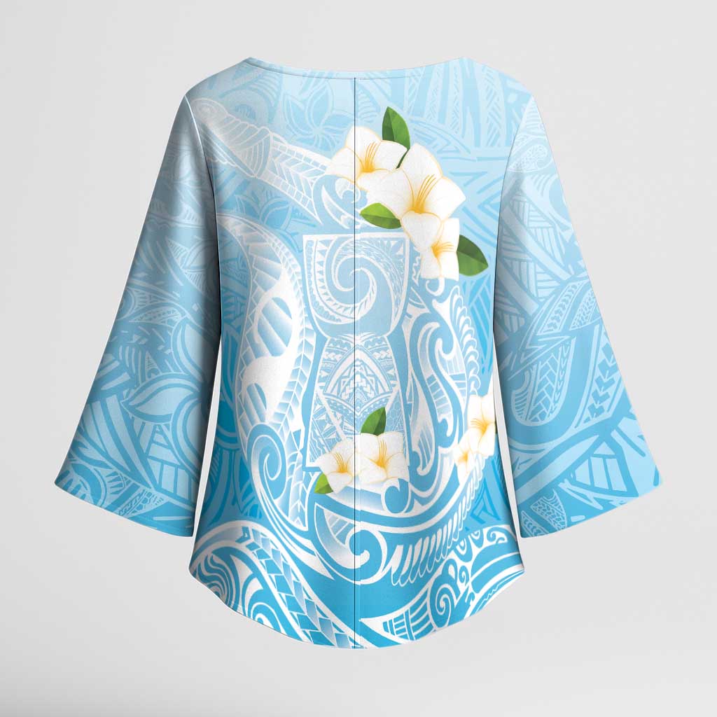 Guam Fishhook Mix Guasali Flowers Kimono Sleeve Blouse Dreaming Turquoise