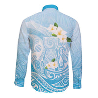 Guam Fishhook Mix Guasali Flowers Long Sleeve Button Shirt Dreaming Turquoise