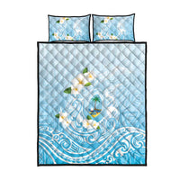 Guam Fishhook Mix Guasali Flowers Quilt Bed Set Dreaming Turquoise