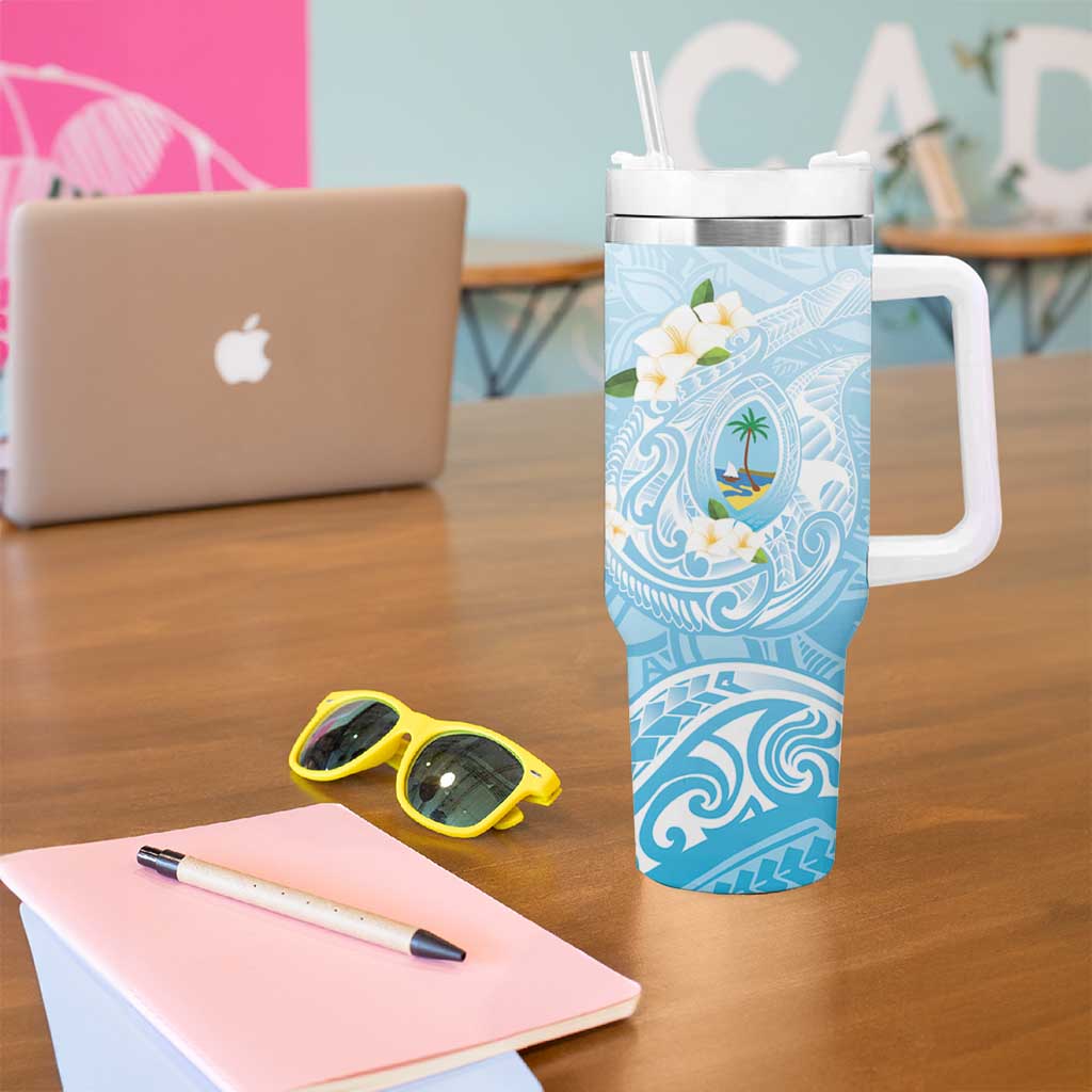Guam Fishhook Mix Guasali Flowers Tumbler With Handle Dreaming Turquoise