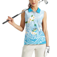 Guam Fishhook Mix Guasali Flowers Women Sleeveless Polo Shirt Dreaming Turquoise