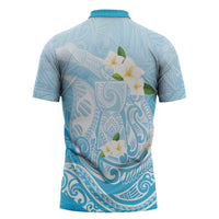 Guam Fishhook Mix Guasali Flowers Zipper Polo Shirt Dreaming Turquoise