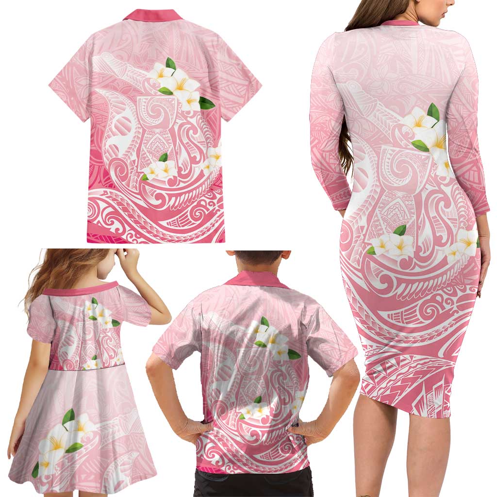 Guam Fishhook Mix Guasali Flowers Family Matching Long Sleeve Bodycon Dress and Hawaiian Shirt Dreaming Coral LT7 - Polynesian Pride