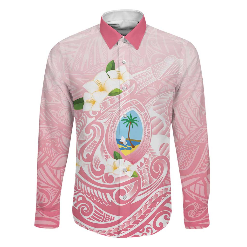 Guam Fishhook Mix Guasali Flowers Family Matching Long Sleeve Bodycon Dress and Hawaiian Shirt Dreaming Coral LT7 Dad's Shirt - Long Sleeve Pink - Polynesian Pride