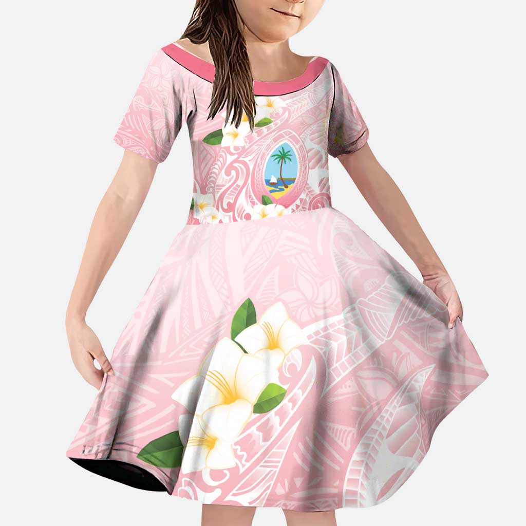 Guam Fishhook Mix Guasali Flowers Family Matching Mermaid Dress and Hawaiian Shirt Dreaming Coral LT7 Daughter's Dress Pink - Polynesian Pride