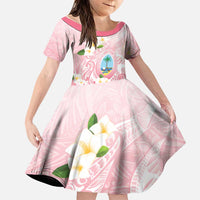 Guam Fishhook Mix Guasali Flowers Family Matching Off Shoulder Maxi Dress and Hawaiian Shirt Dreaming Coral LT7 Daughter's Dress Pink - Polynesian Pride