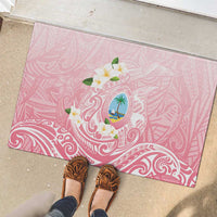 Guam Fishhook Mix Guasali Flowers Rubber Doormat Dreaming Coral