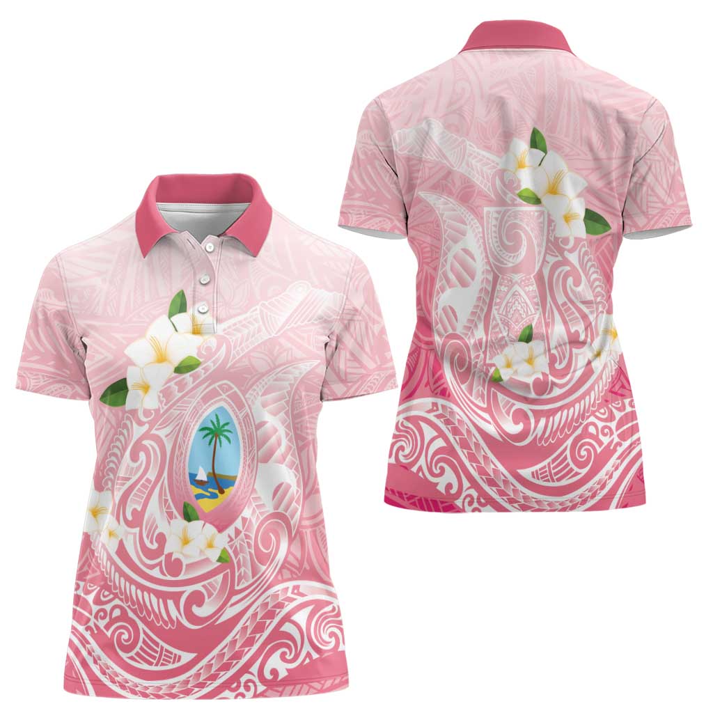 Guam Fishhook Mix Guasali Flowers Women Polo Shirt Dreaming Coral