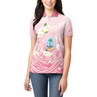 Guam Fishhook Mix Guasali Flowers Women Polo Shirt Dreaming Coral