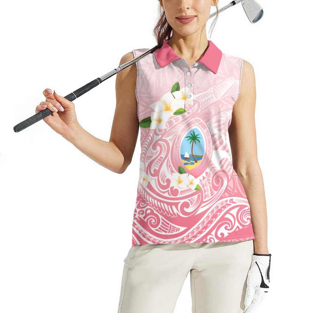 Guam Fishhook Mix Guasali Flowers Women Sleeveless Polo Shirt Dreaming Coral