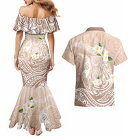 Guam Fishhook Mix Guasali Flowers Couples Matching Mermaid Dress and Hawaiian Shirt Dreaming Hazel LT7 - Polynesian Pride