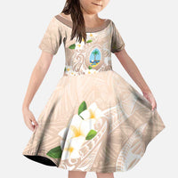Guam Fishhook Mix Guasali Flowers Family Matching Mermaid Dress and Hawaiian Shirt Dreaming Hazel LT7 Daughter's Dress Beige - Polynesian Pride