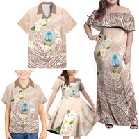 Guam Fishhook Mix Guasali Flowers Family Matching Off Shoulder Maxi Dress and Hawaiian Shirt Dreaming Hazel LT7 - Polynesian Pride