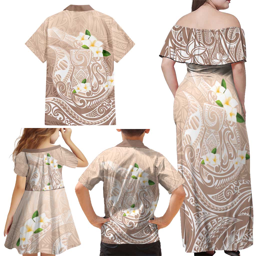 Guam Fishhook Mix Guasali Flowers Family Matching Off Shoulder Maxi Dress and Hawaiian Shirt Dreaming Hazel LT7 - Polynesian Pride