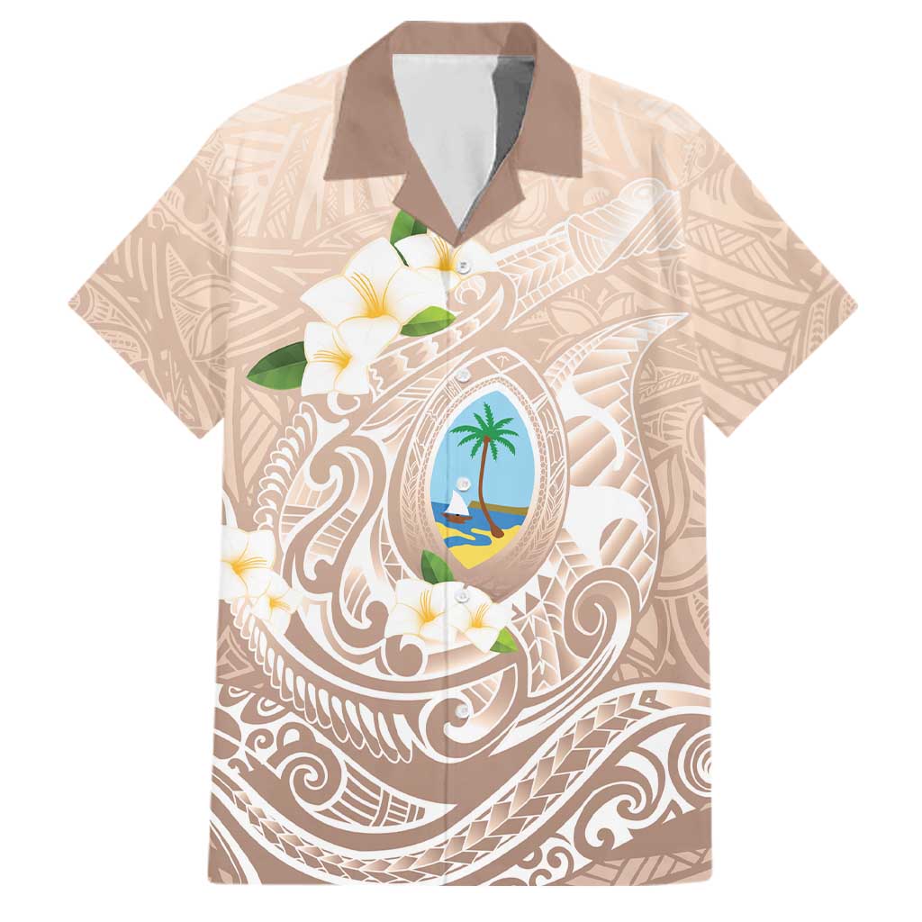 Guam Fishhook Mix Guasali Flowers Family Matching Summer Maxi Dress and Hawaiian Shirt Dreaming Hazel LT7 Dad's Shirt - Short Sleeve Beige - Polynesian Pride